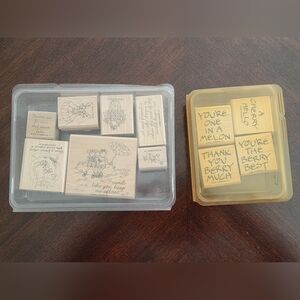 Stampin' Up 2001 & 2004 - Greetings - Vintage Rubber Stamps - 12 Stamps total